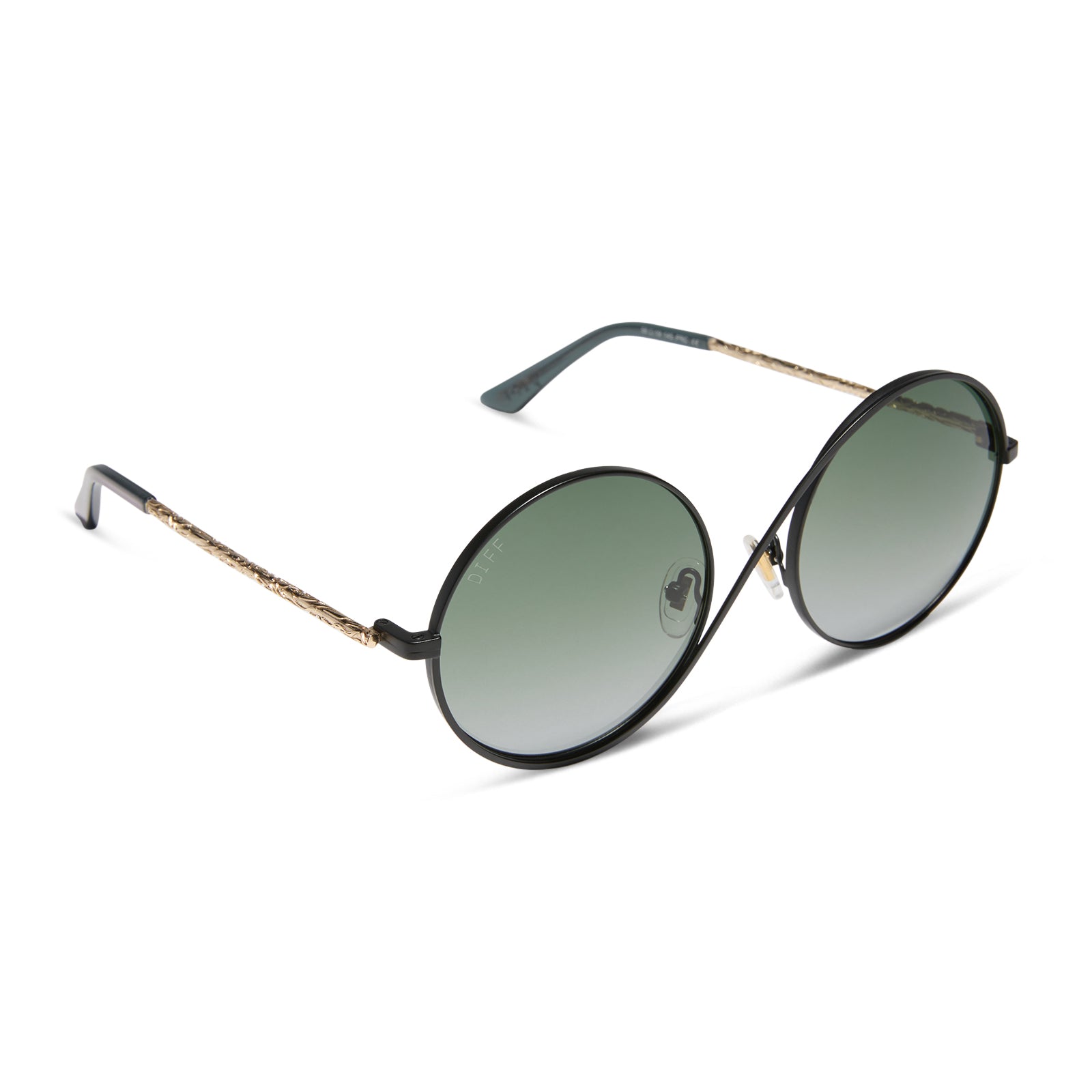 Womens | Elphaba Wire Frames Sunglasses | Classic Black Wire | Emerald Tint Gradient Lenses
