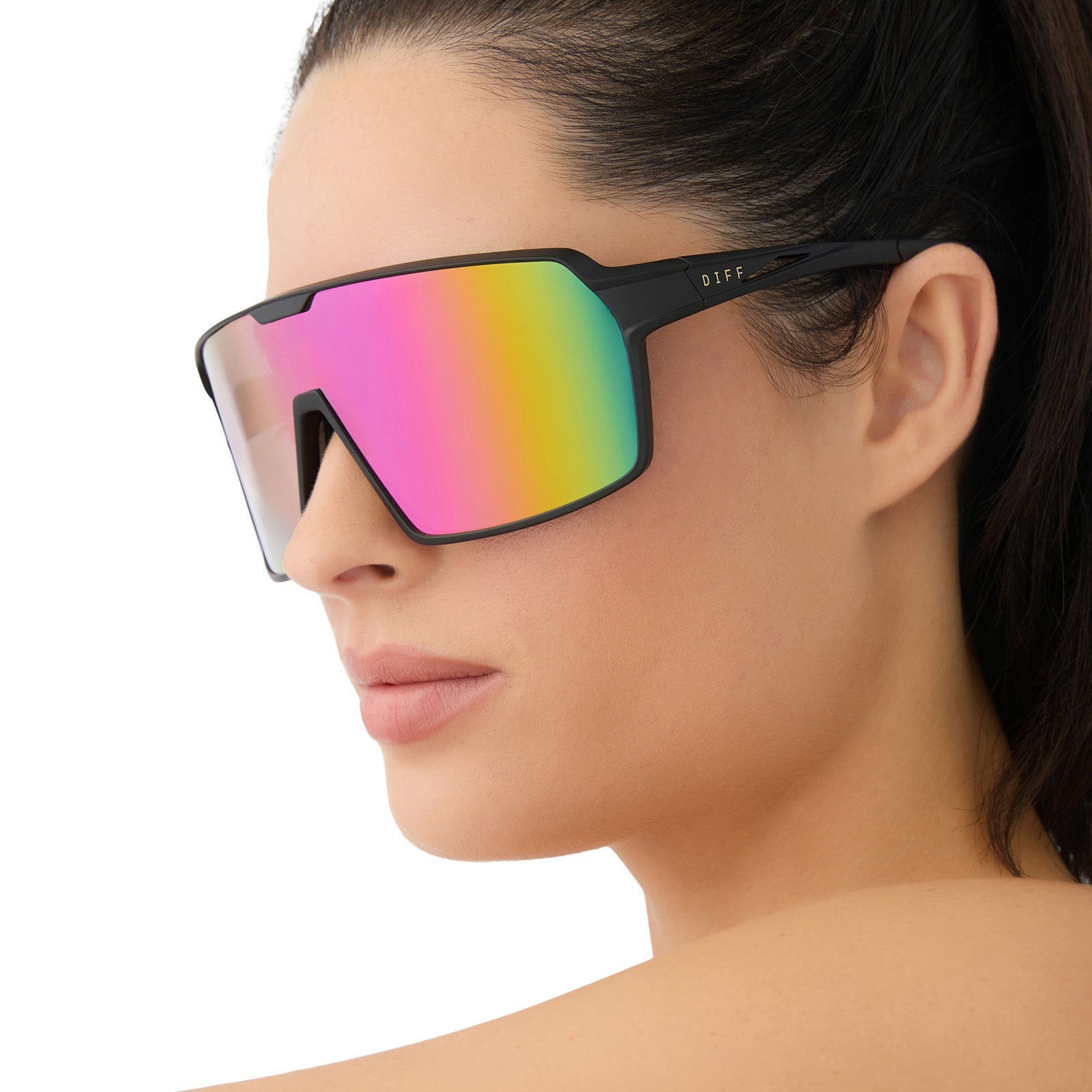 Unisex | Charge Sunglasses | Matte Black | Pink Rush Polarized Lenses