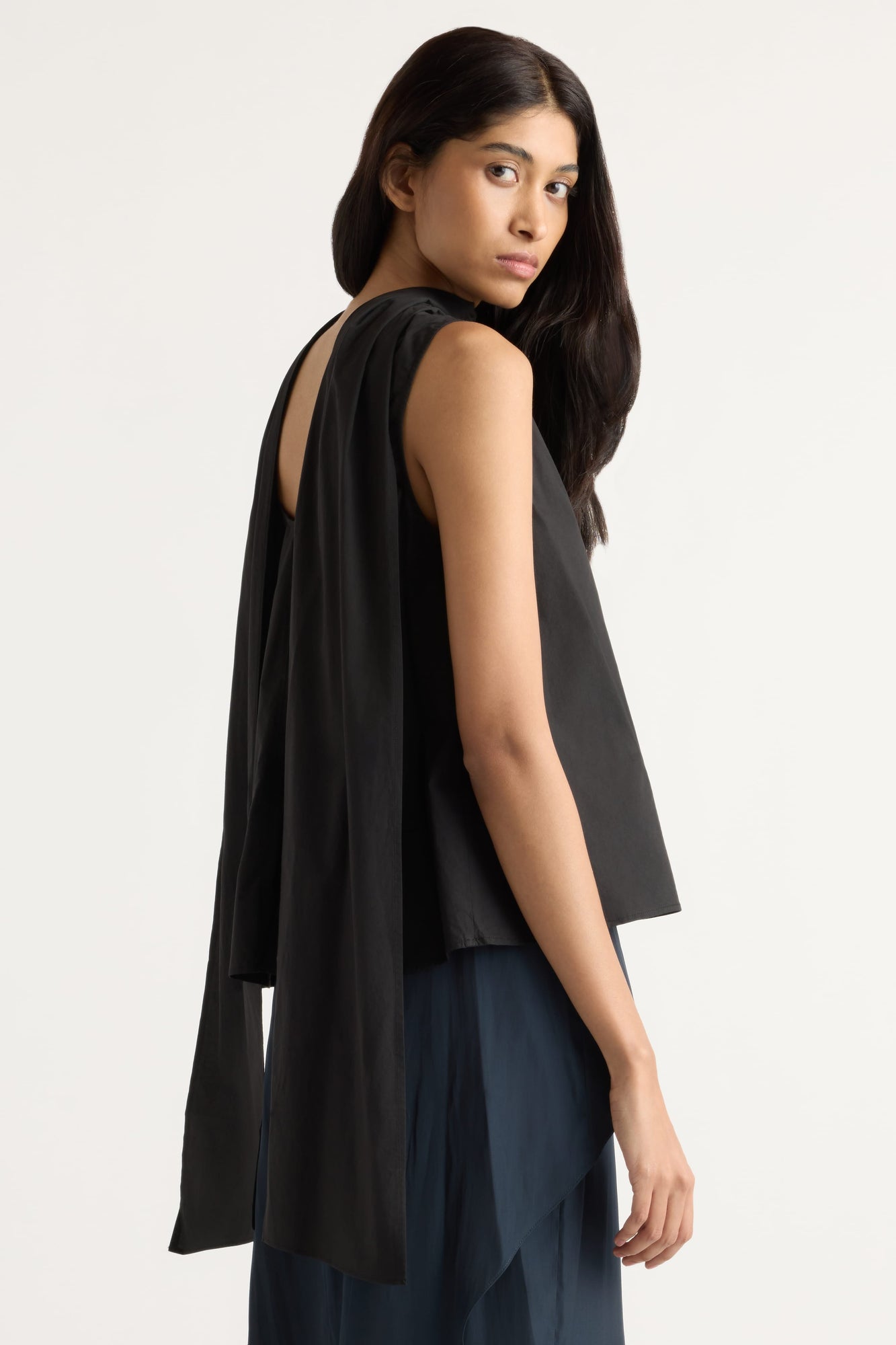 Arya | Dominika Drape Scarf-Neck Blouse in Size Small