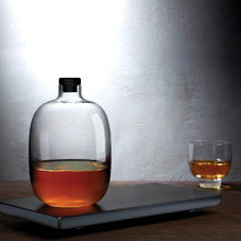 Malt Whiskey Bottle With Wooden Tray | Clear Crystal/Wood