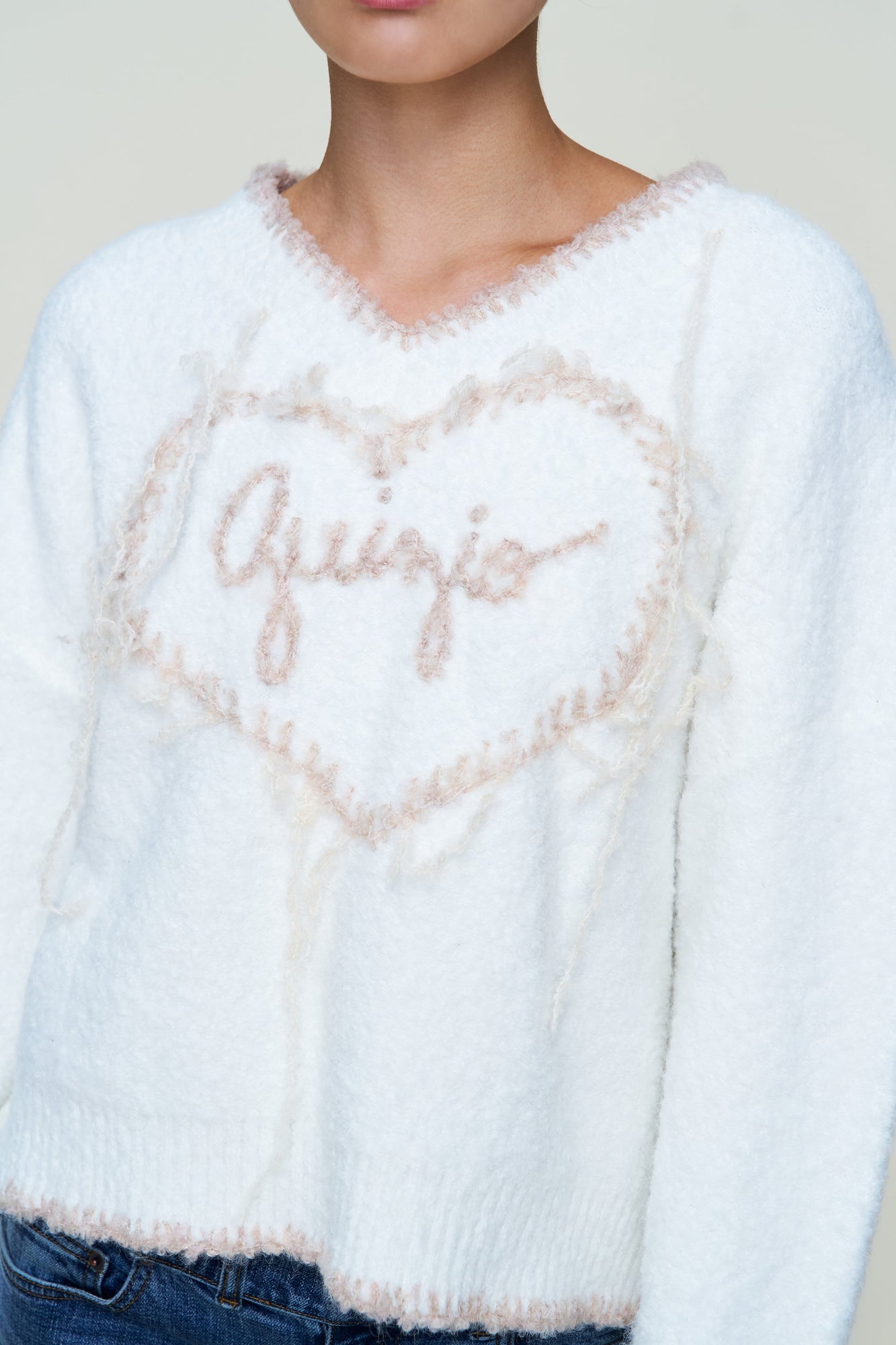Womens | Guizio Heart Wool Sweater | White
