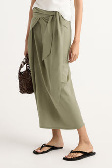 Arya | Elke Tie-Waist Maxi Skirt in Size Small