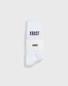 Embroidered Organic Cotton Rib Knit Socks in White (2-Pack)