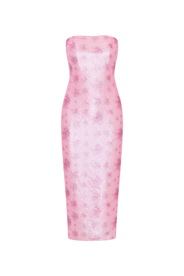 Stasia Sequin Midi Dress | Flamenco Pink