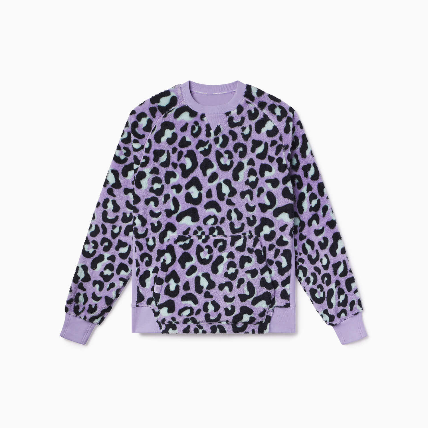 Sherpa Fleece Lounge Crew | Lavender Leopard