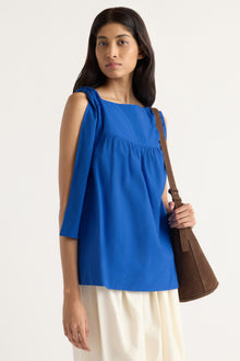 Arya | Florence Tie-Shoulder Cotton Blouse in Size Small