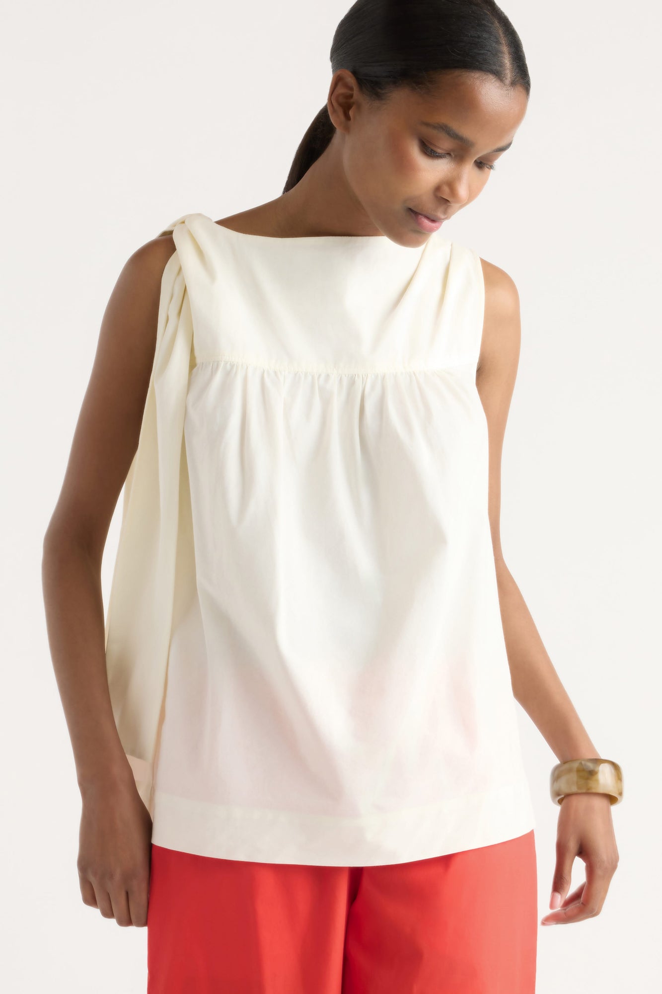 Isilda | Florence Tie-Shoulder Cotton Blouse in Size Extra Small