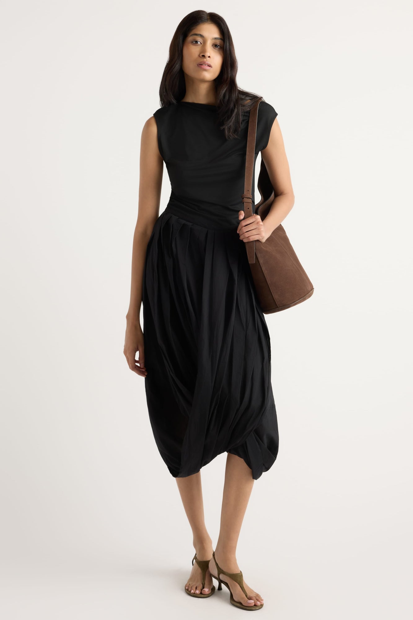 Arya  |  Freya Gathered Drape Maxi Skirt in Size Small