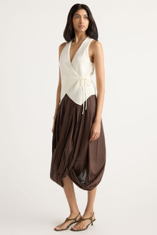 Arya | Freya Gathered Drape Maxi Skirt in Size Small