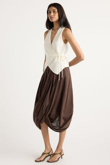 Arya | Freya Gathered Drape Maxi Skirt in Size Small