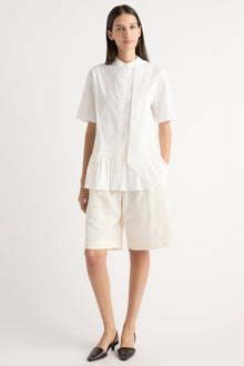 Karolina | Gretta Scarf-Neck Ruffled Tunic Blouse in Size Extra Small