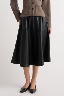 Marije | Harlow Vegan Leather Flare Skirt in Size Small