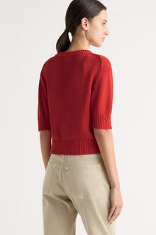 Karolina | Heidi Pullover Short-Sleeve Knit Top in Size Extra Small