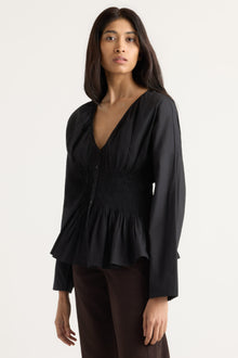 Arya | Hiroko Pleated Sculpted Blouse in Size Small