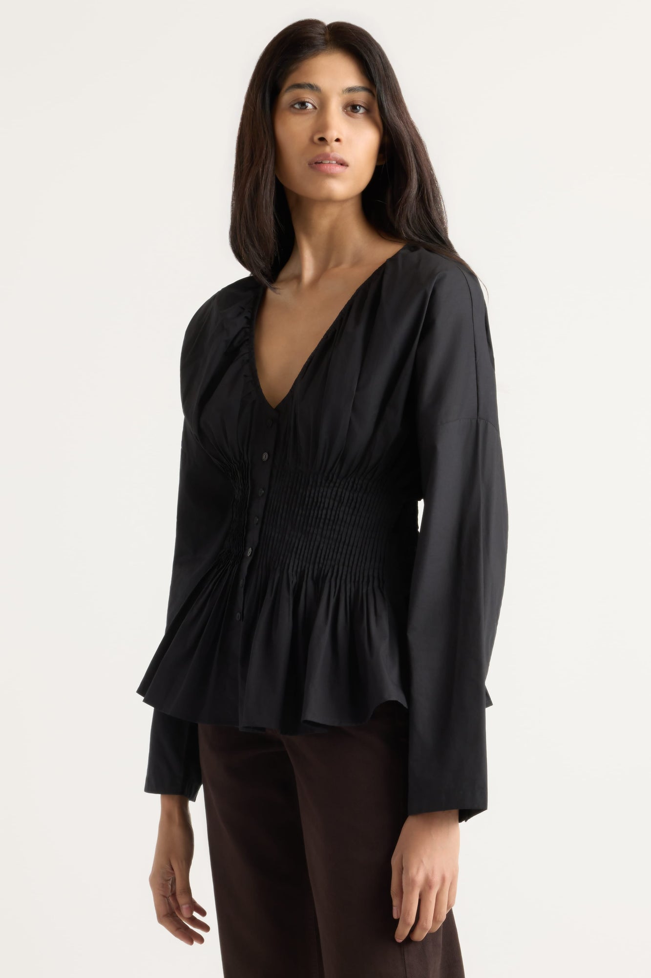 Arya | Hiroko Pleated Sculpted Blouse in Size Small