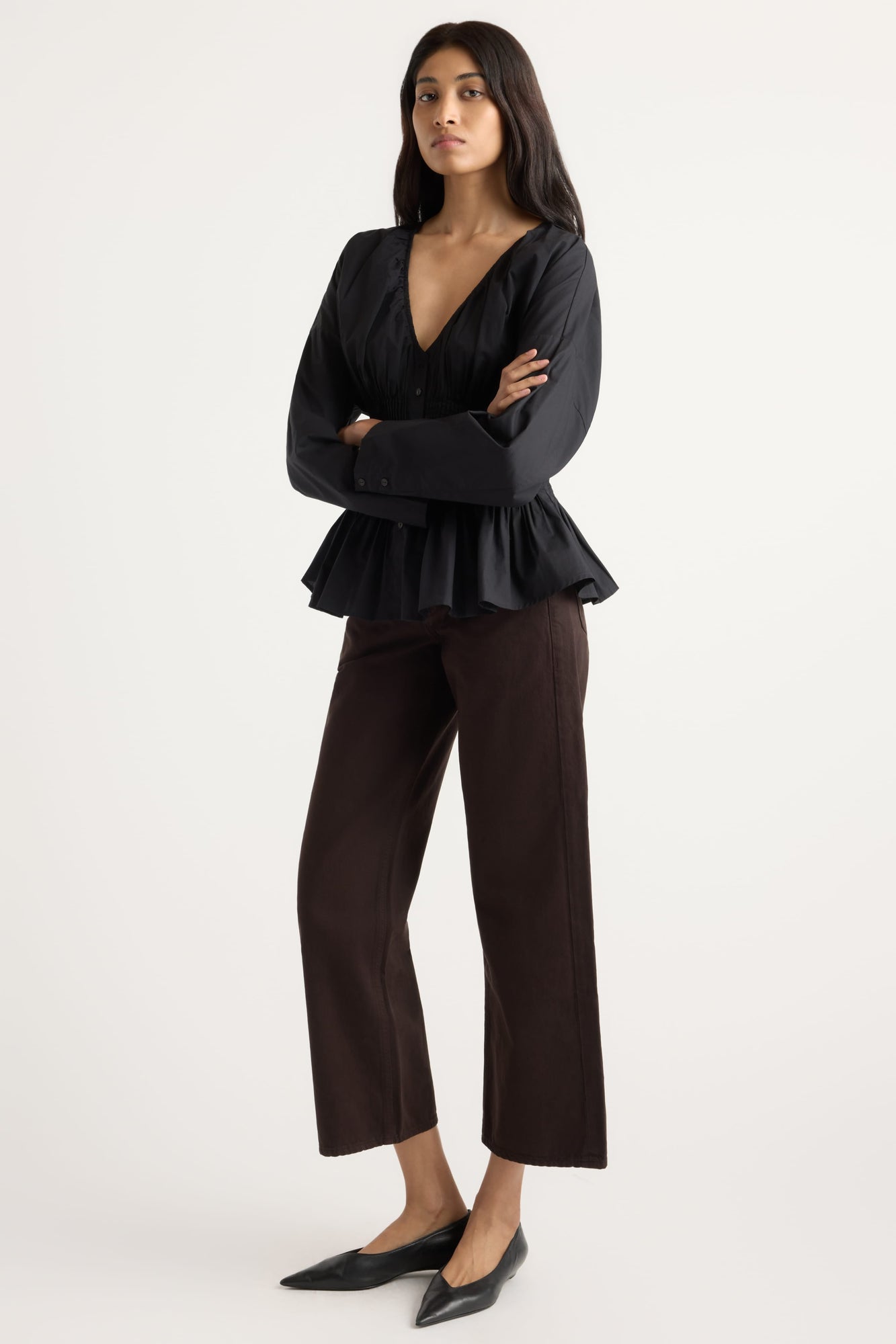Arya | Hiroko Pleated Sculpted Blouse in Size Small