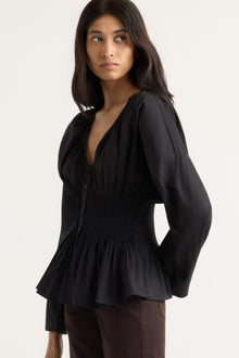Arya | Hiroko Pleated Sculpted Blouse in Size Small