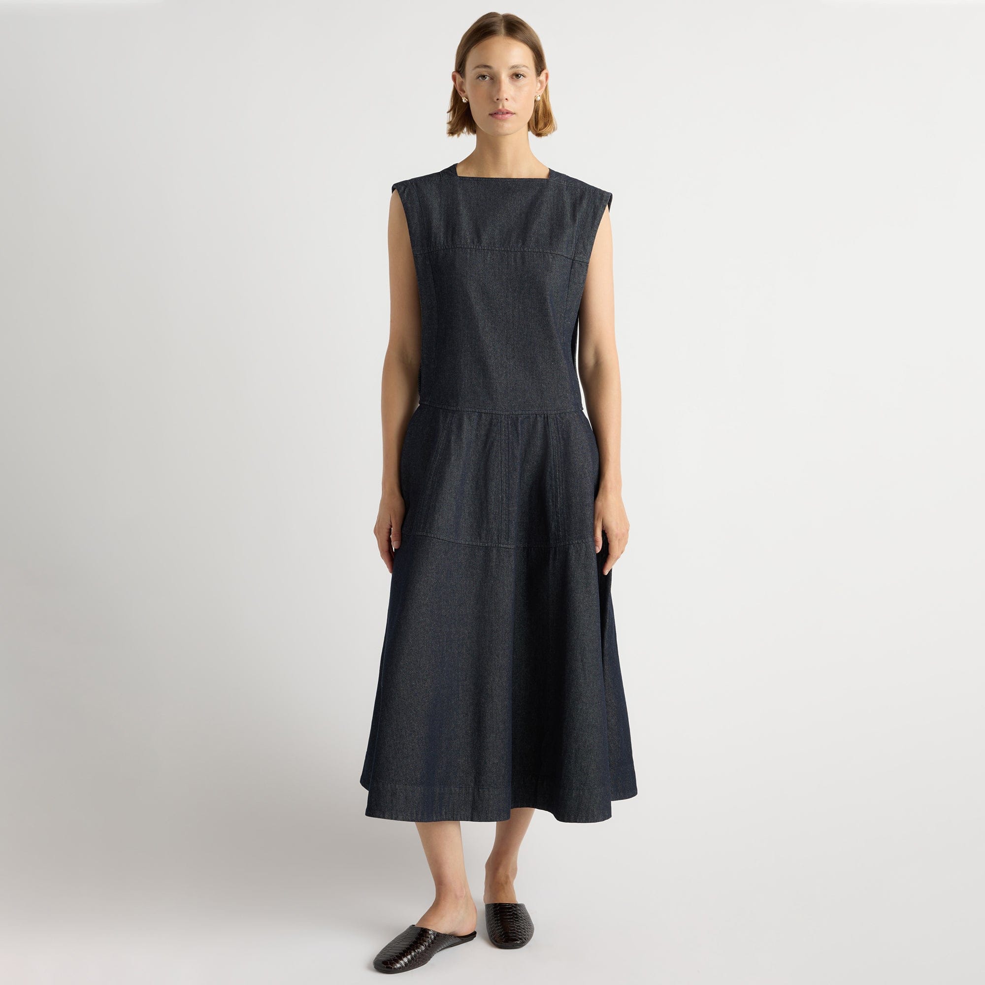 Mali | Holland Drop-Waist Denim Dress in Size Small