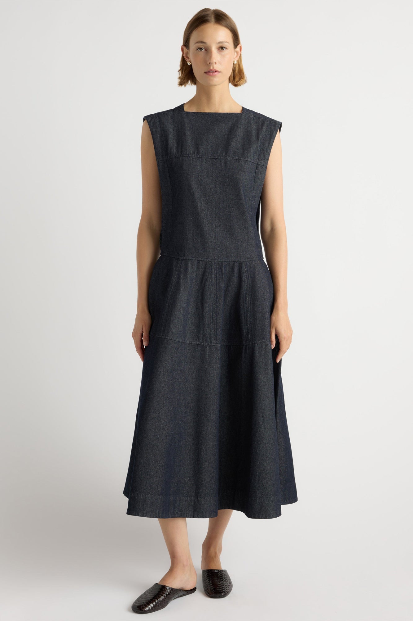 Mali | Holland Drop-Waist Denim Dress in Size Small