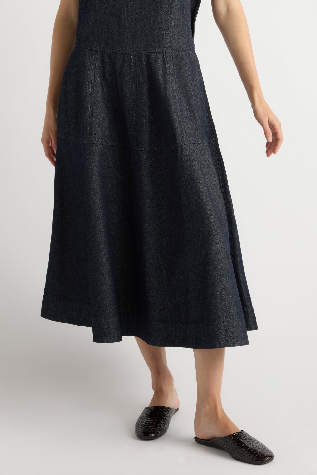 Mali | Holland Drop-Waist Denim Dress in Size Small