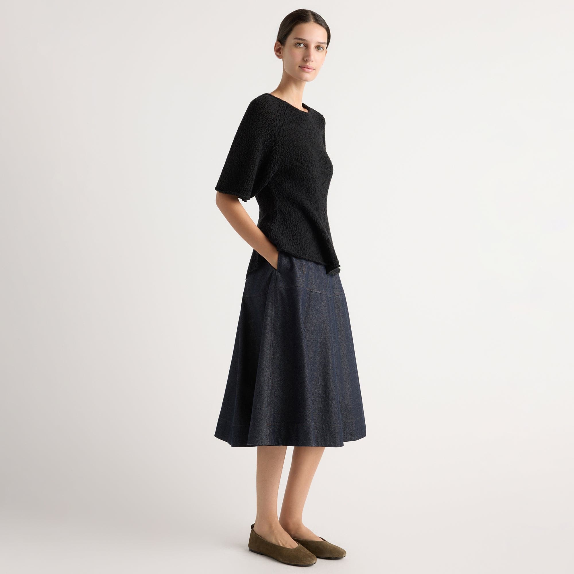 Karolina | Hyejin A-Line Denim Skirt in Size Extra Small
