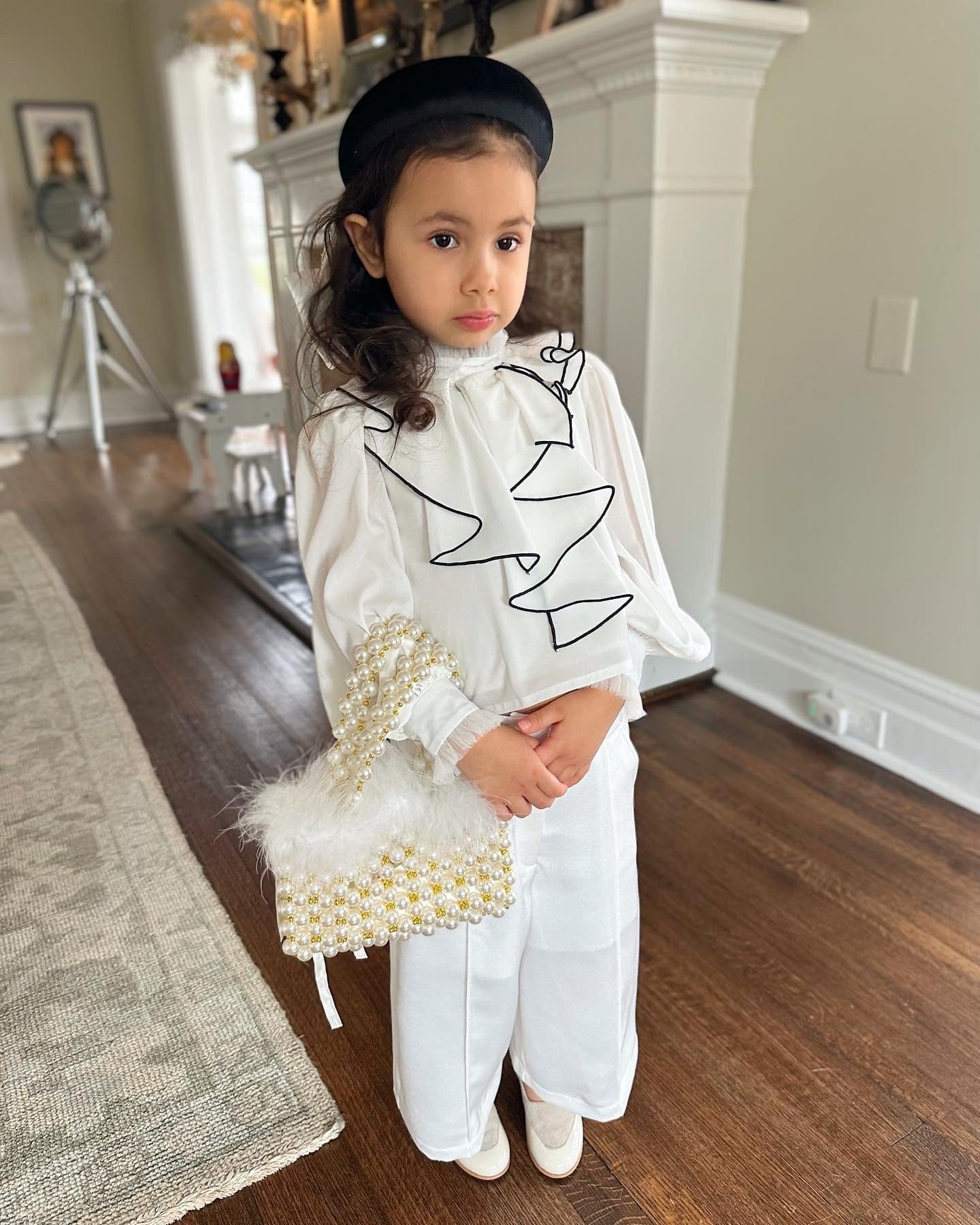 Baby Girls | Gwen Blouse With Ruffle Trim | White & Black