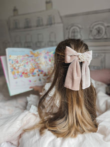 Velour Hair Bow | Dusty Pink