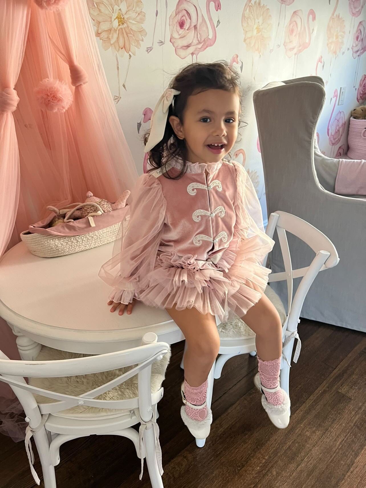 Baby Girls | Clara Velour Jacket and Bloomers Set | Pink