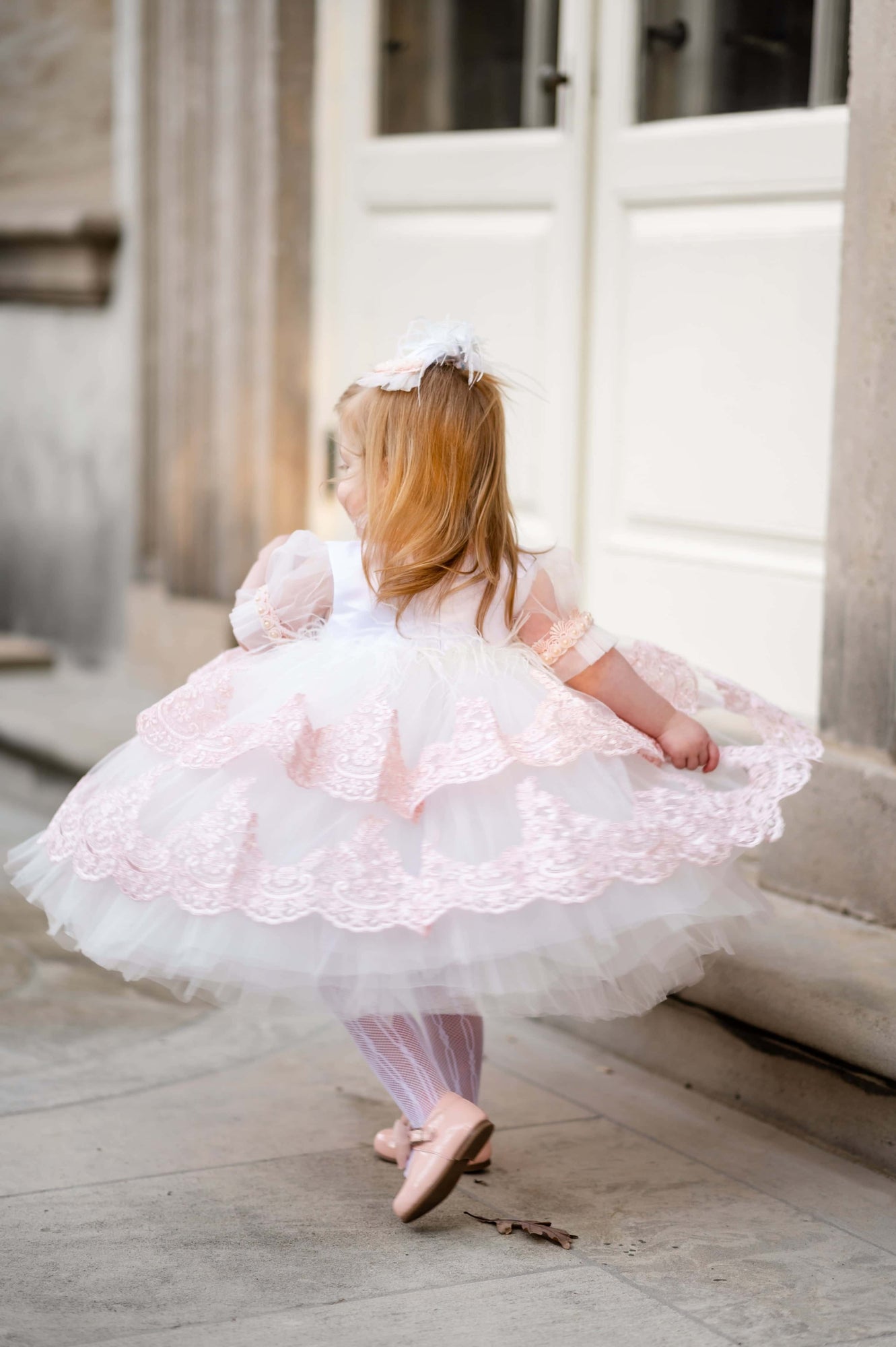 Baby Girls | Laila Embroidered Feather Dress | White