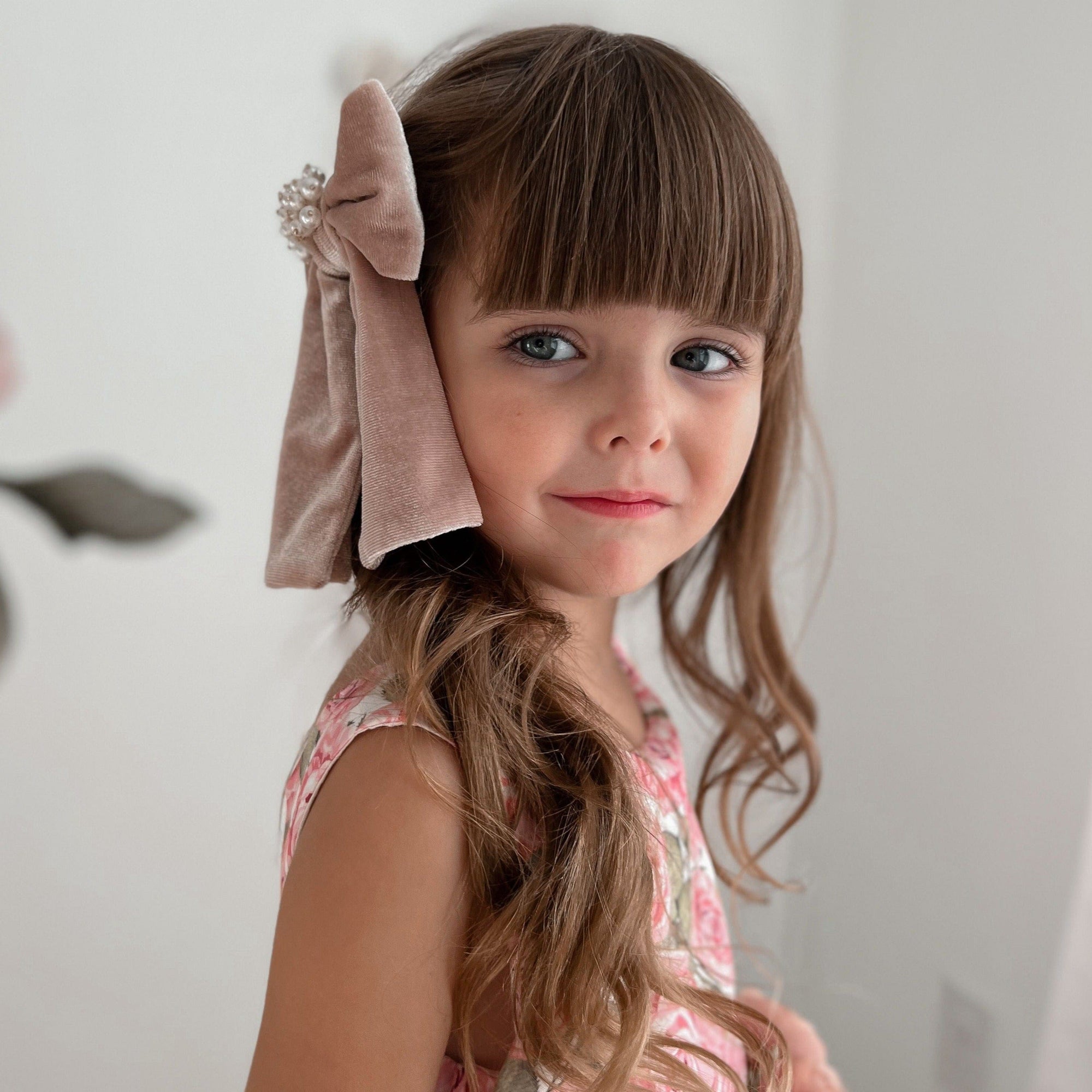 Velour Hair Bow | Dusty Pink