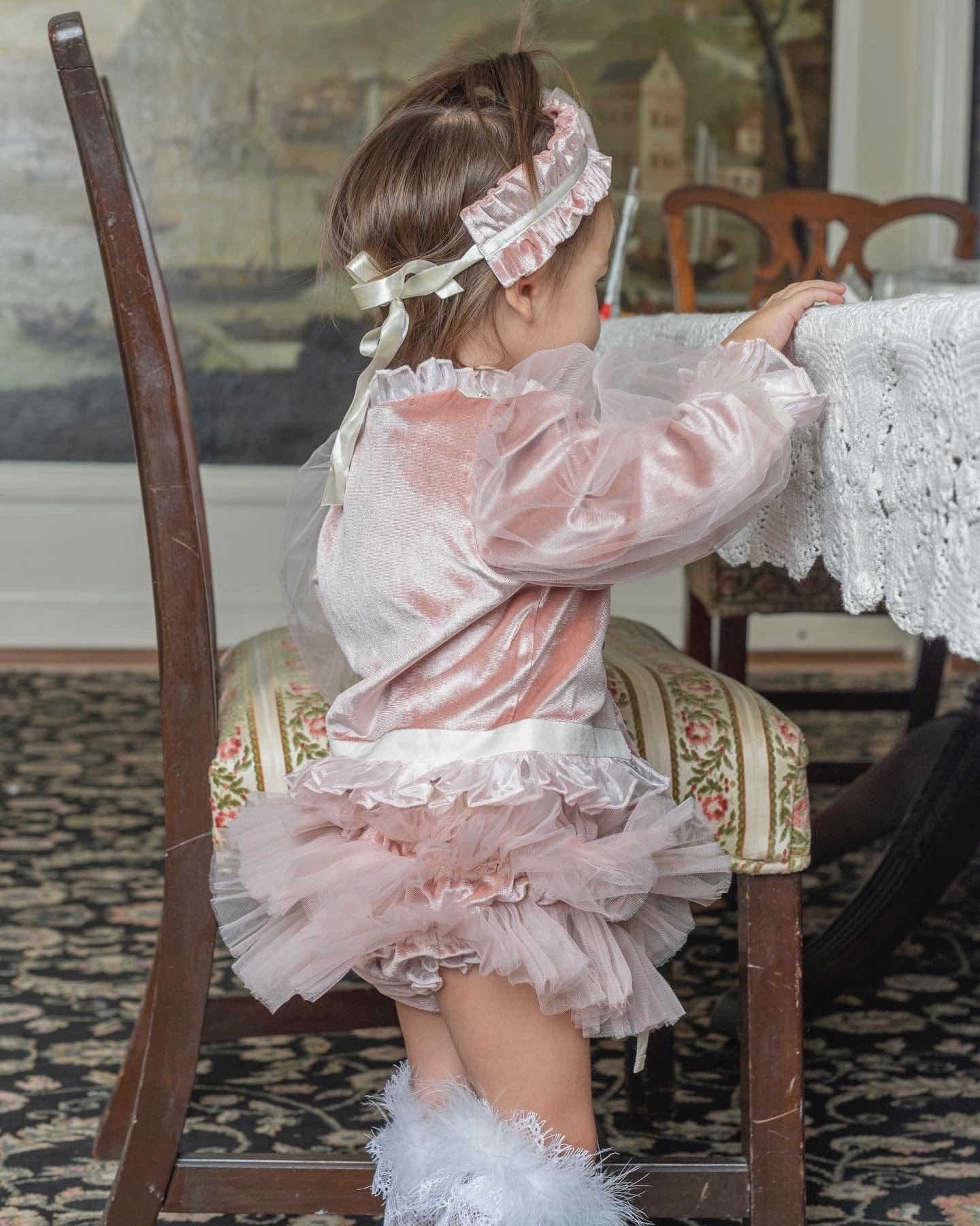 Baby Girls | Clara Velour Jacket and Bloomers Set | Pink