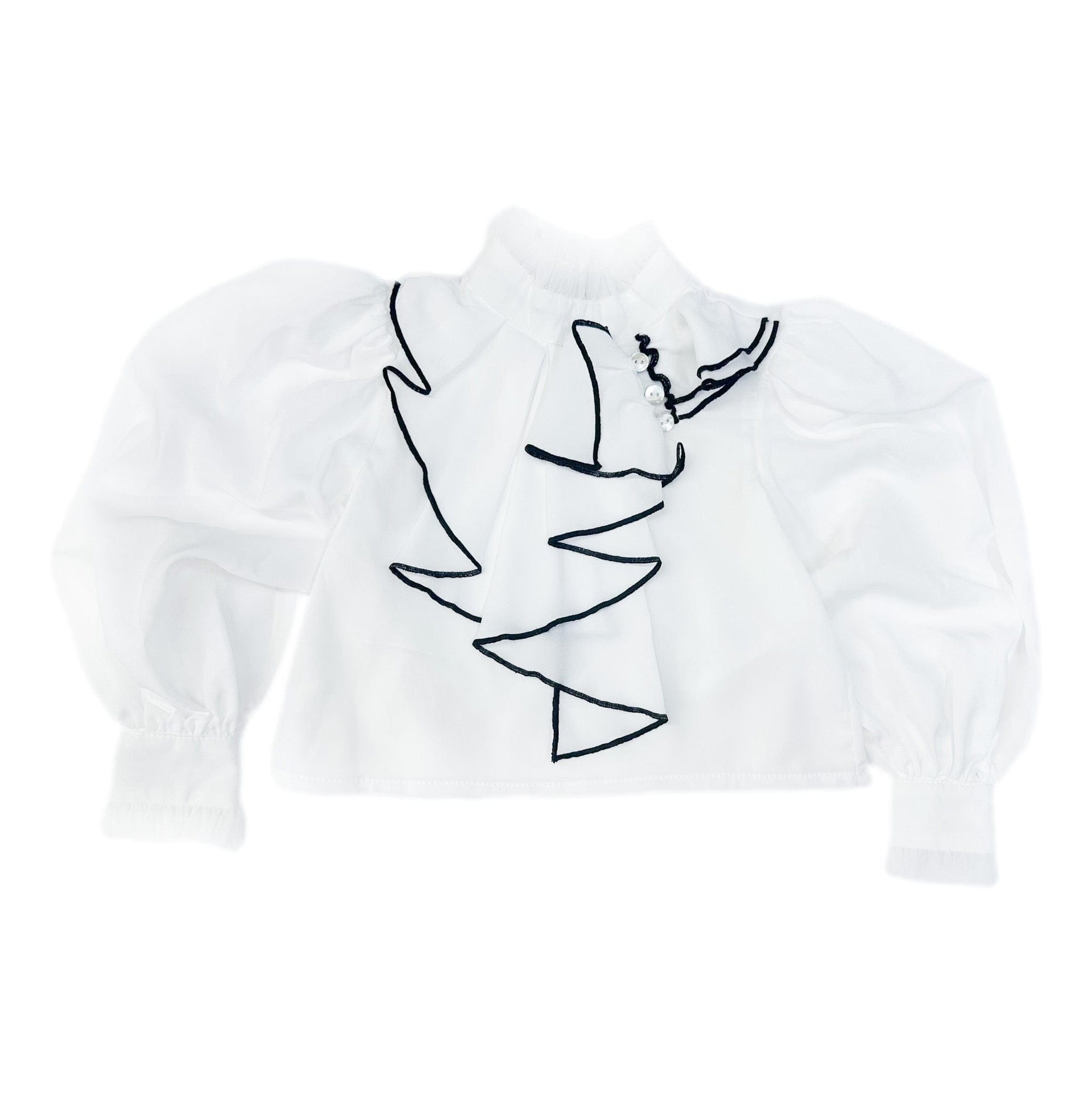 Baby Girls | Gwen Blouse With Ruffle Trim | White & Black