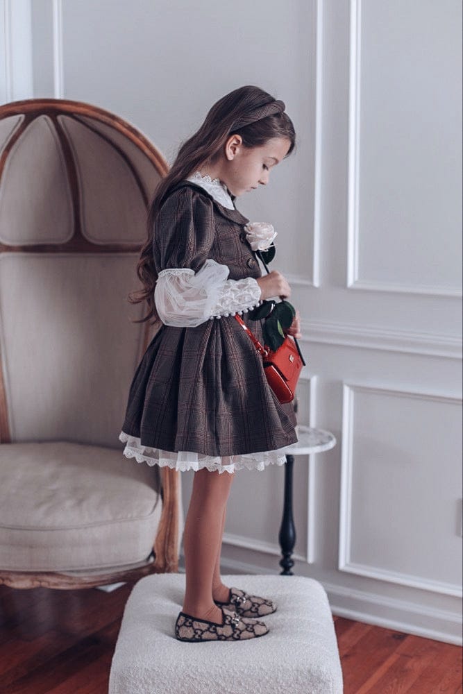 Baby Girls | Blair Estate Tweed Top and Skirt Set | Brown