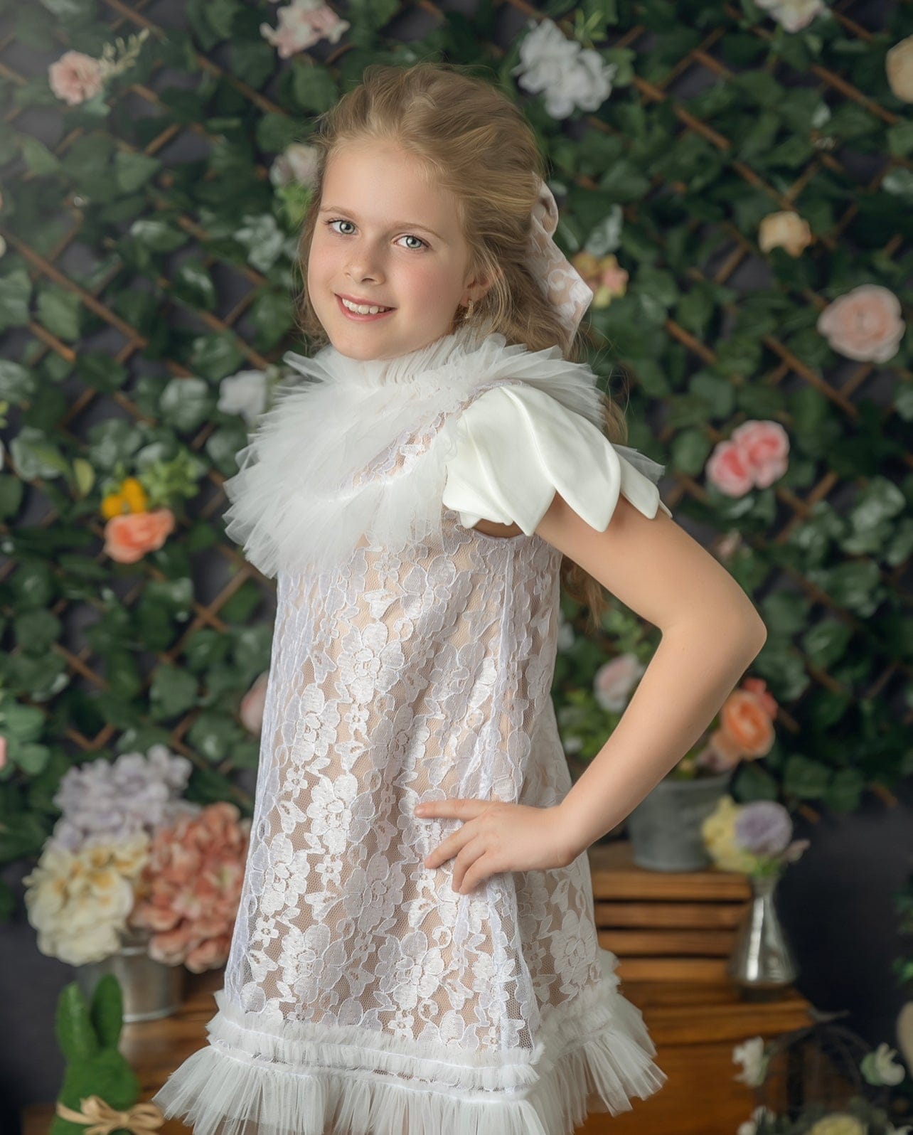 Baby Girls | Dove Lace Overlay Dress | Beige