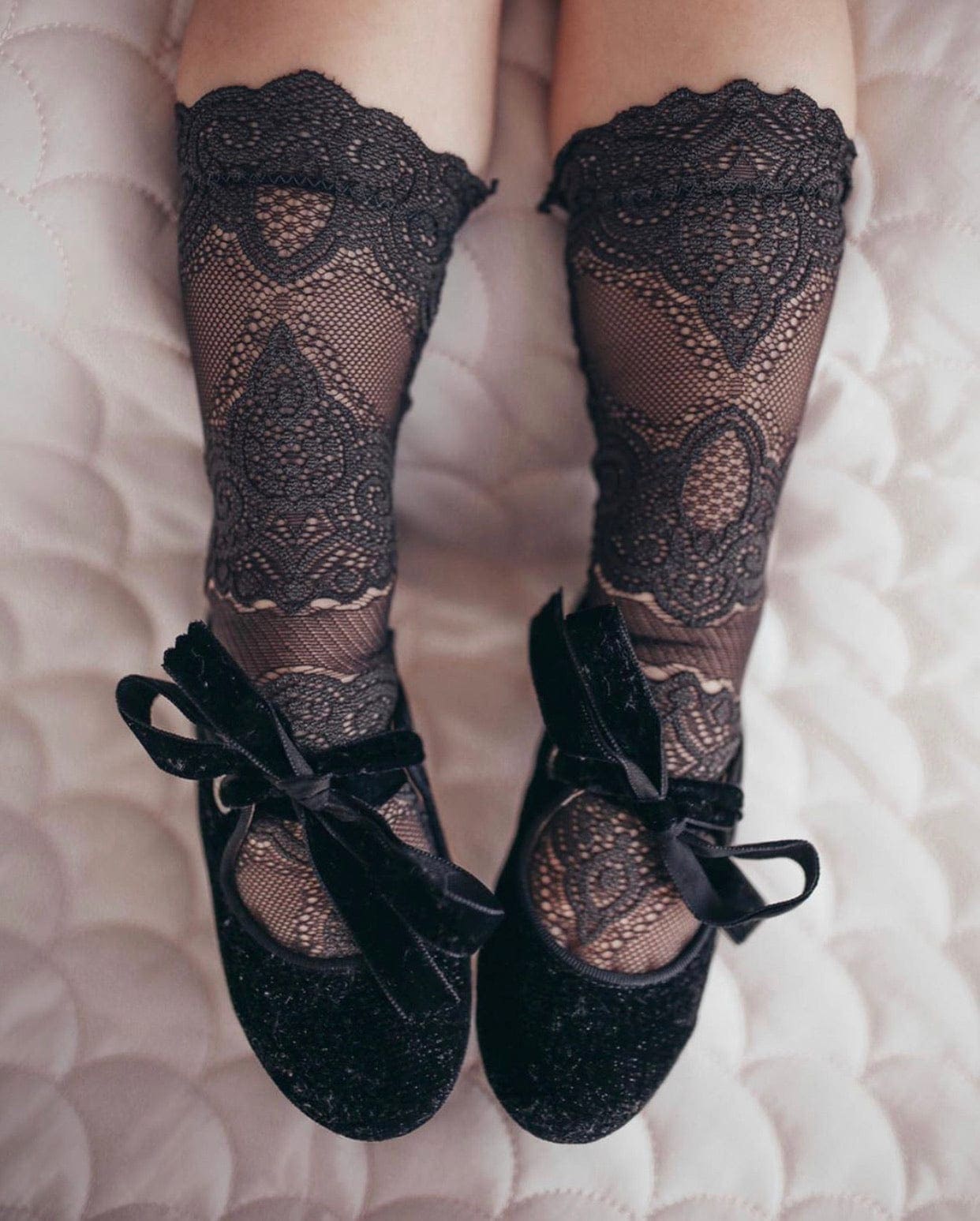Alice Lace Socks | Charcoal Black