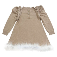 Baby Girls | Anna Knit Dress with Feathered Hem | Beige