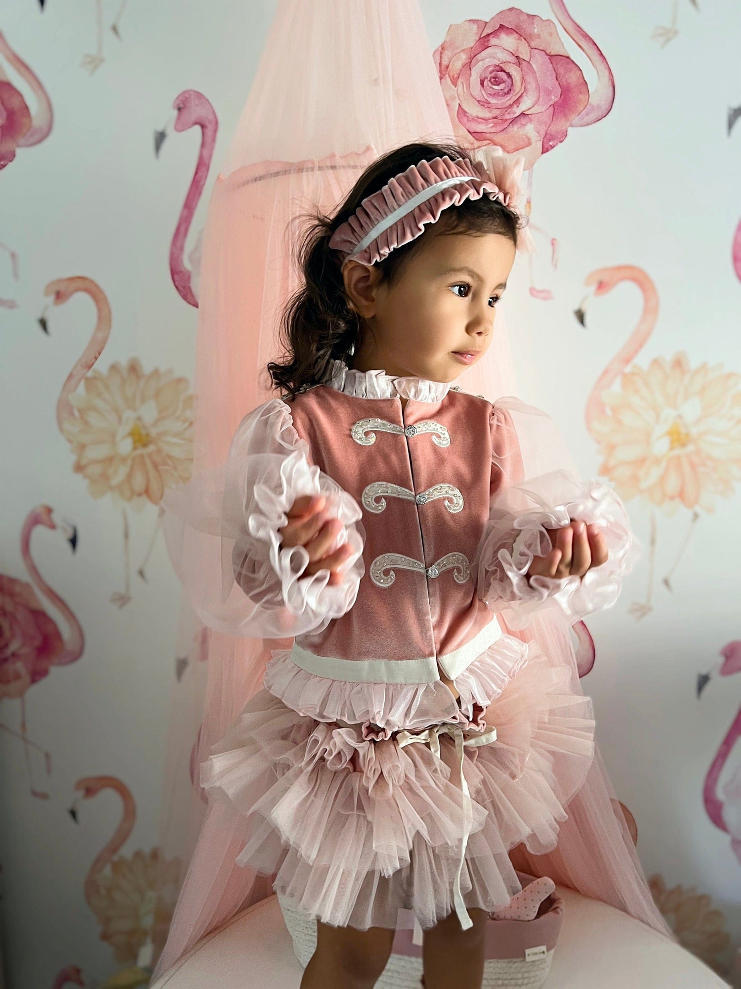 Baby Girls | Clara Velour Jacket and Bloomers Set | Pink
