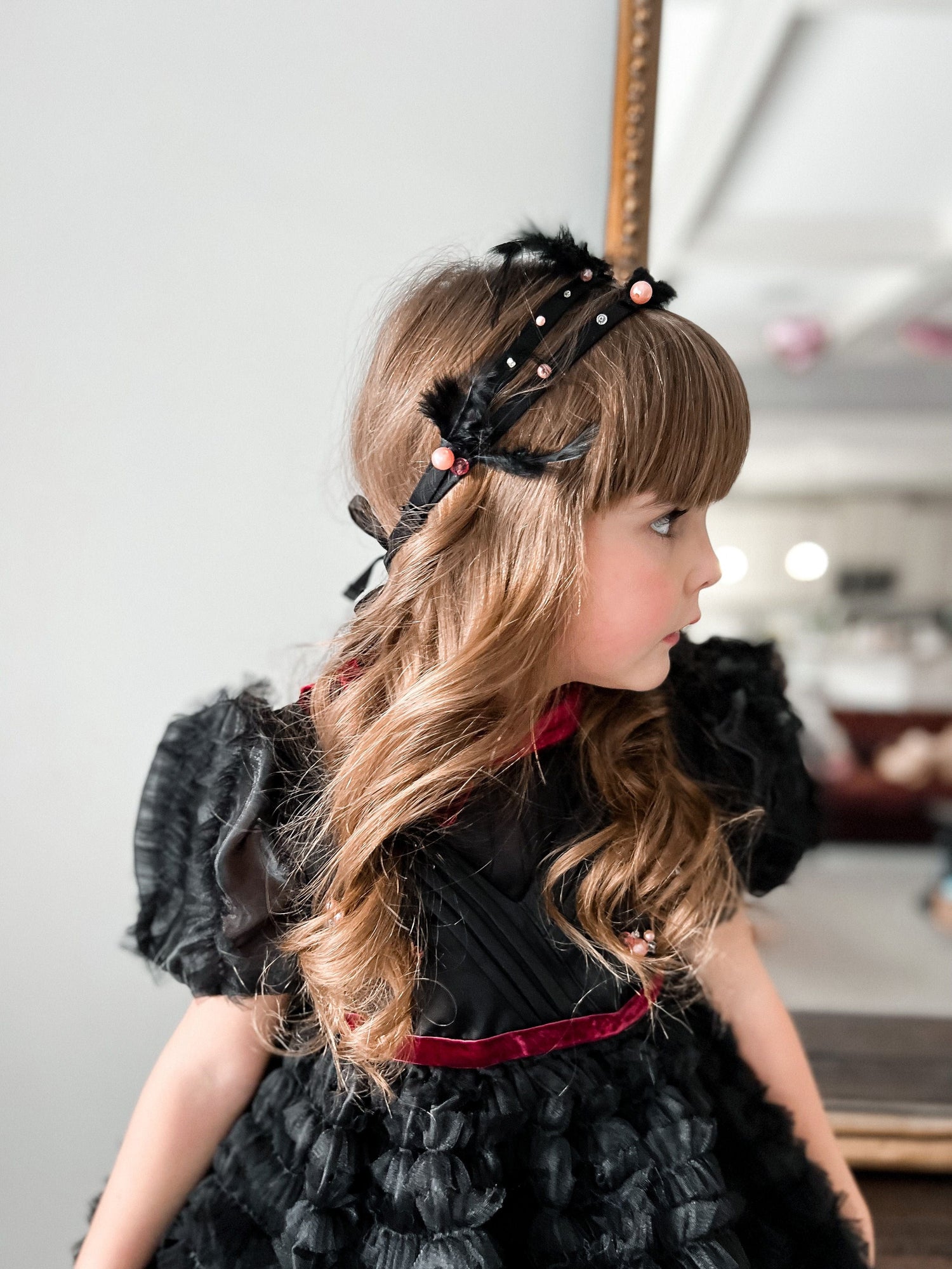 Kylie Feather Hair Sash | Black