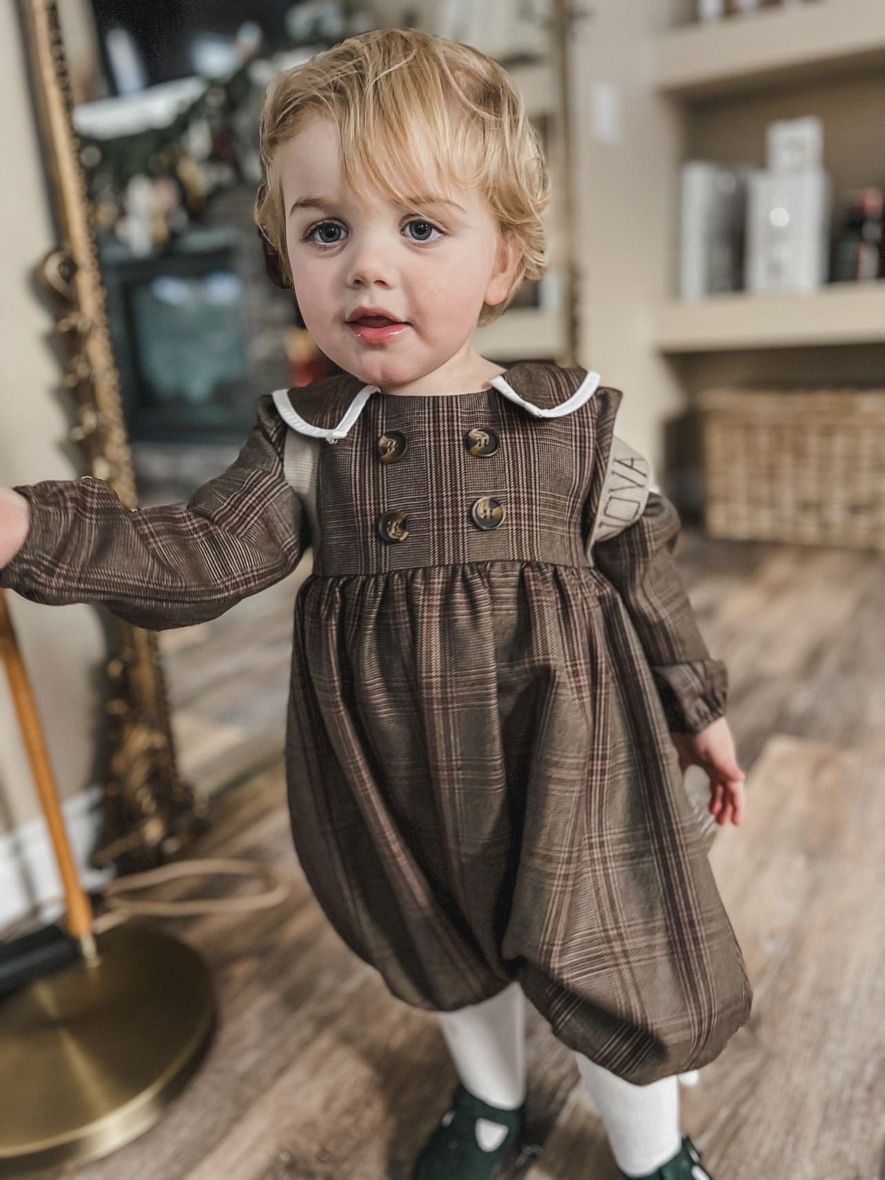 Baby Girls | Blair Estate Tweed Romper | Brown