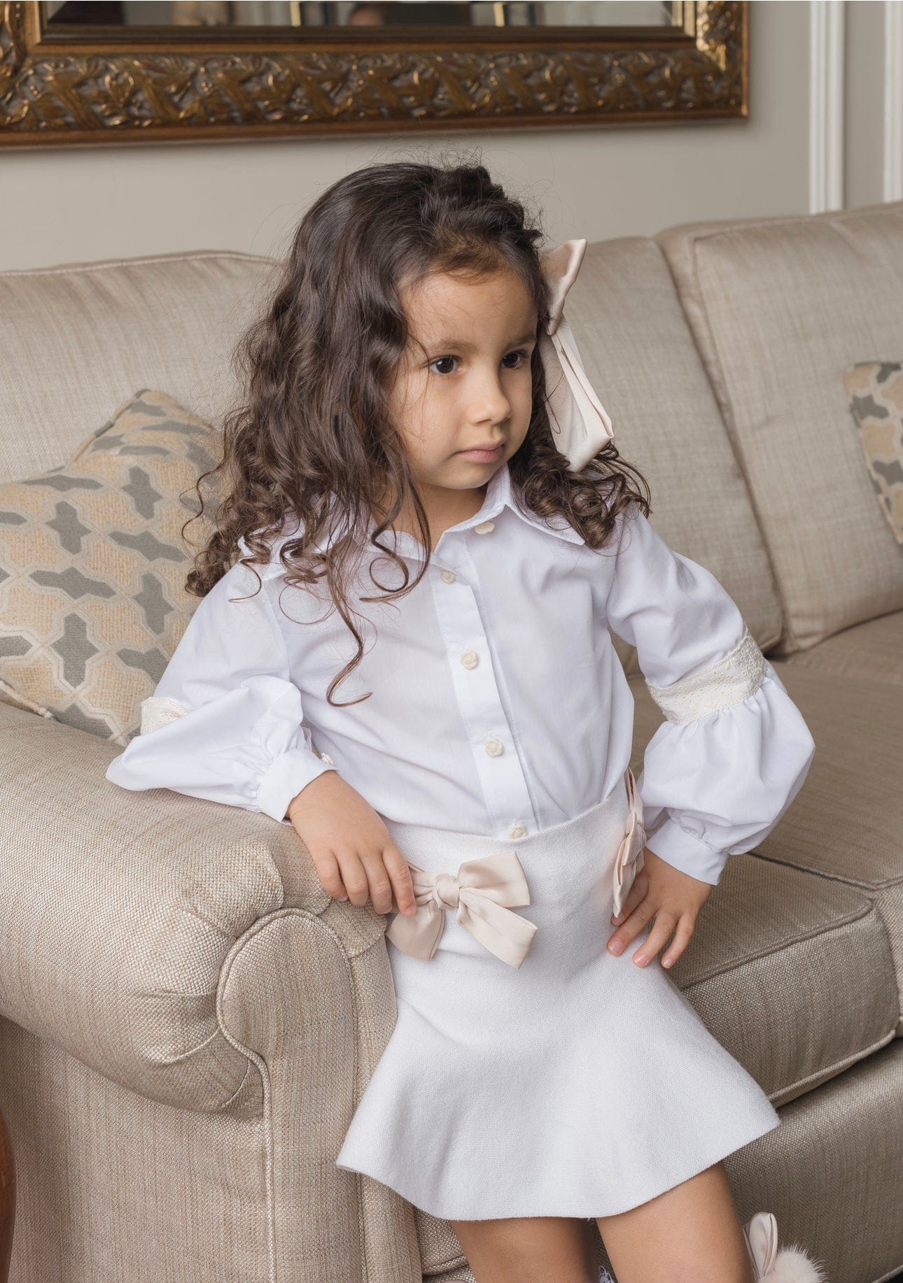 Baby Girls | Herringbone Blouse | White