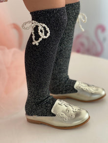 Perla Shimmer Socks | Charcoal Black