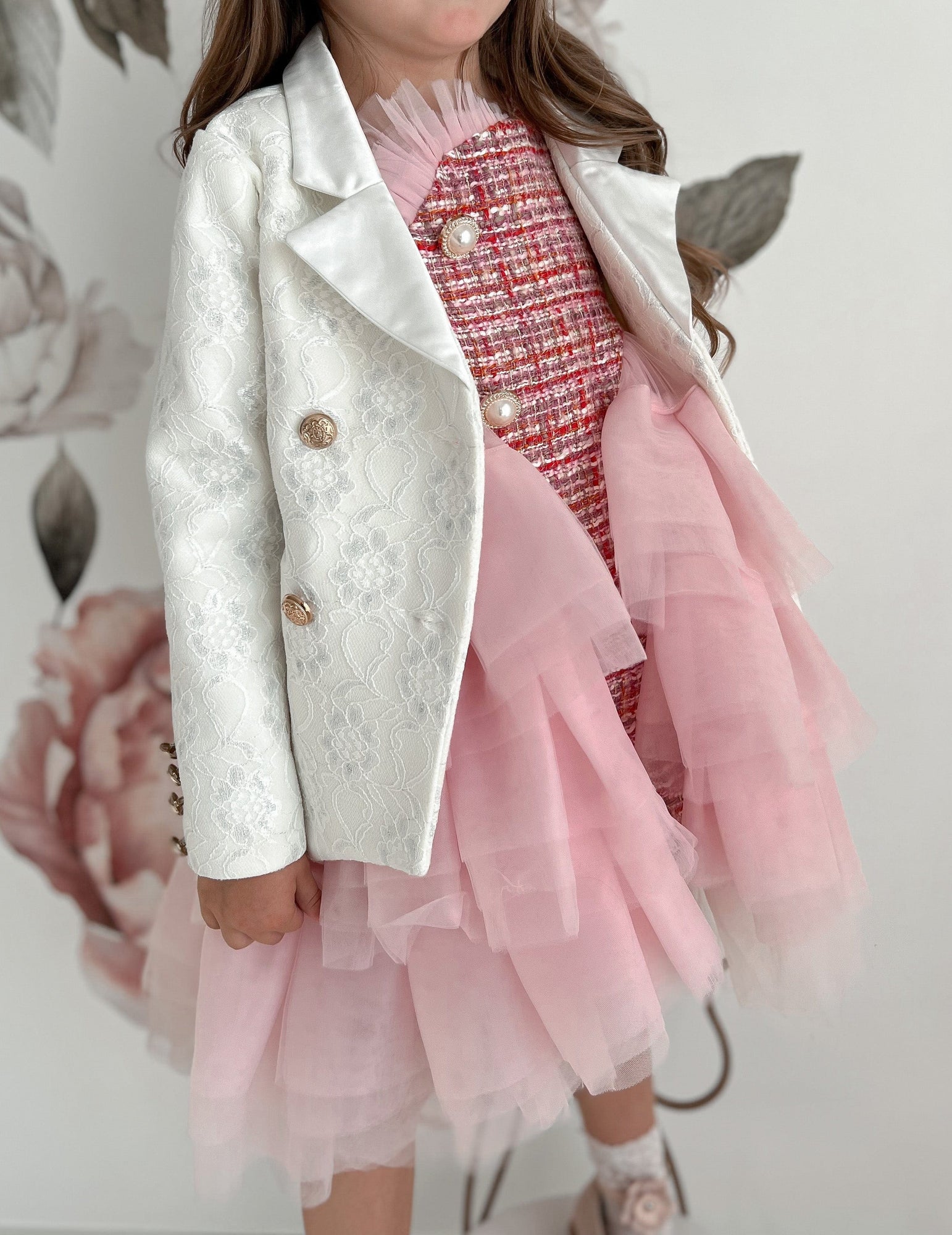 Baby Girls | Lace Overlay Blazer | White