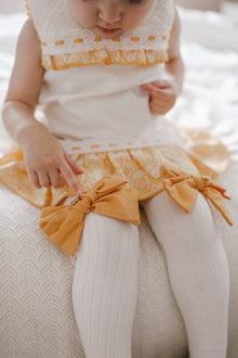 Emma Linen Bow Socks Bow | Mustard