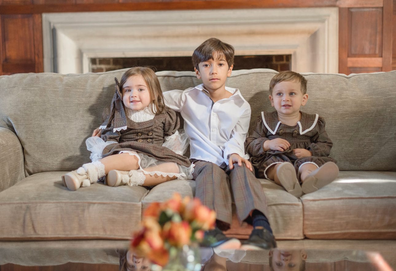 Baby Girls | Blair Estate Tweed Romper | Brown