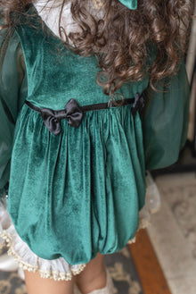 Baby Girls | Aurora Velour Romper | Royal Green