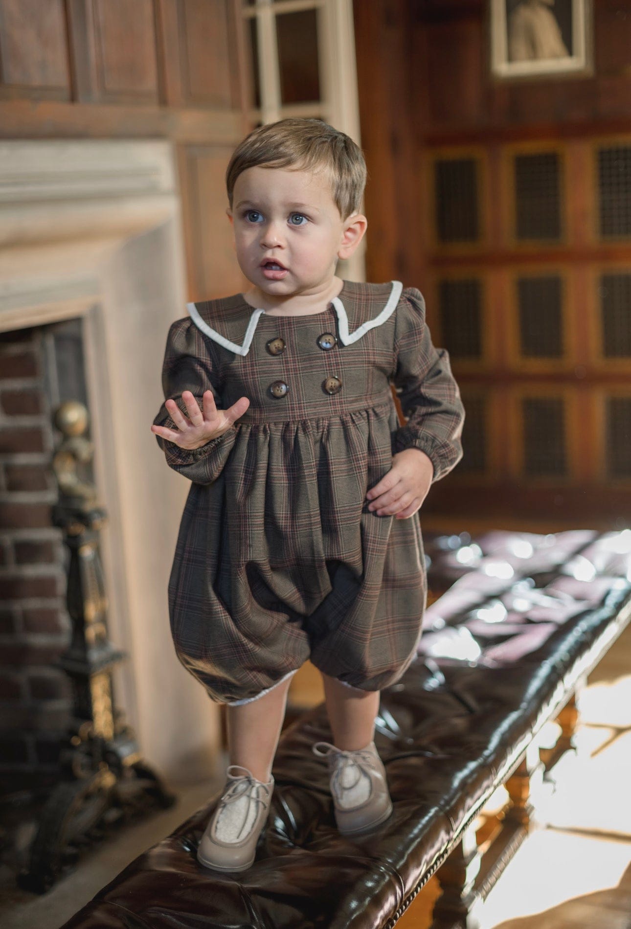 Baby Girls | Blair Estate Tweed Romper | Brown