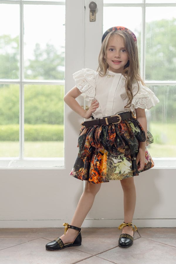 Baby Girls | Alexis Blouse and Skirt Set | White x Multi