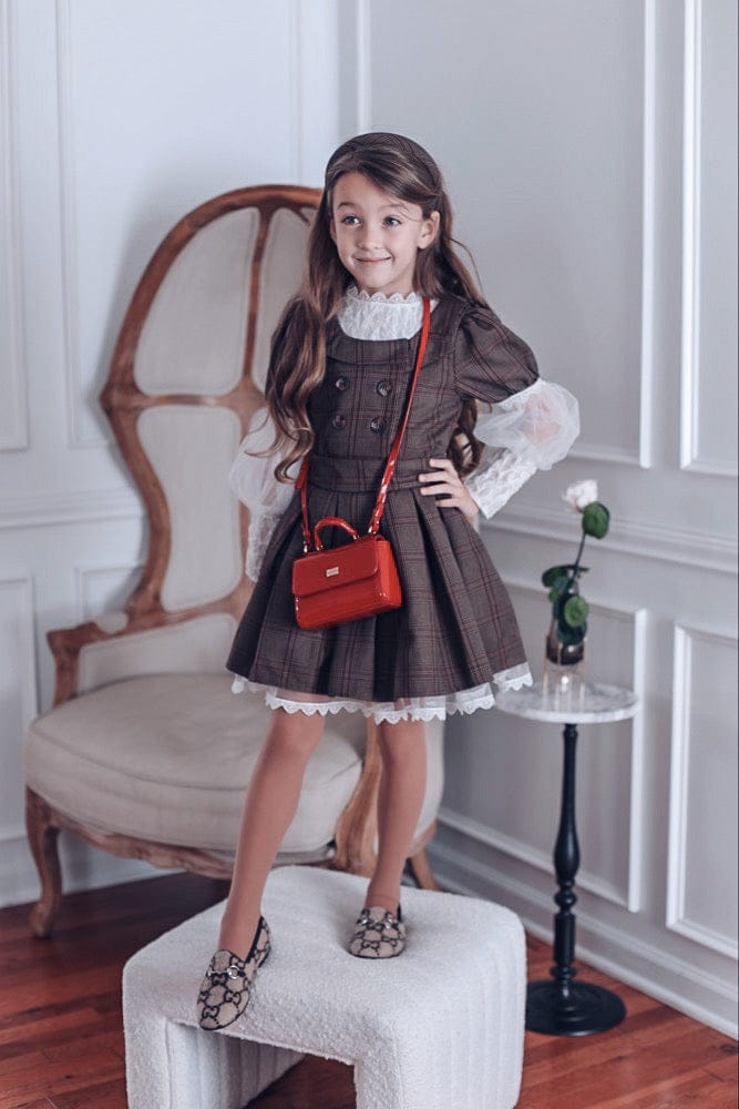 Baby Girls | Blair Estate Tweed Top and Skirt Set | Brown