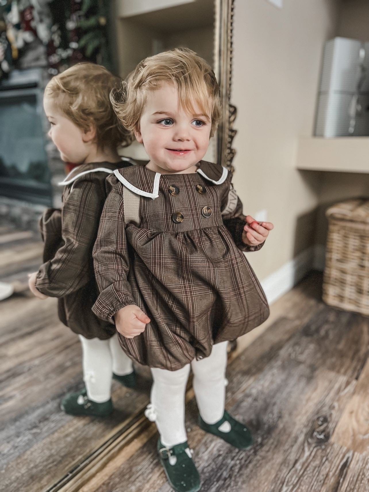 Baby Girls | Blair Estate Tweed Romper | Brown