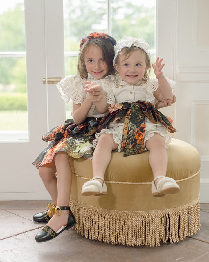 Baby Girls | Alexis Foliage Print Romper | White x Multi
